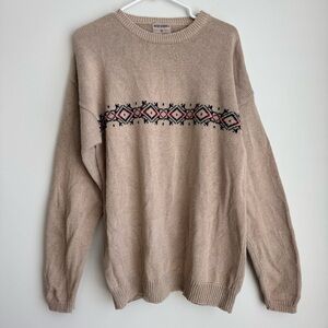 High Sierra Beige Crewneck Sweater with Pattern